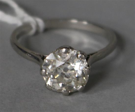 A platinum and solitaire diamond ring, the stone weighing in excess of 2.00cts, size P.